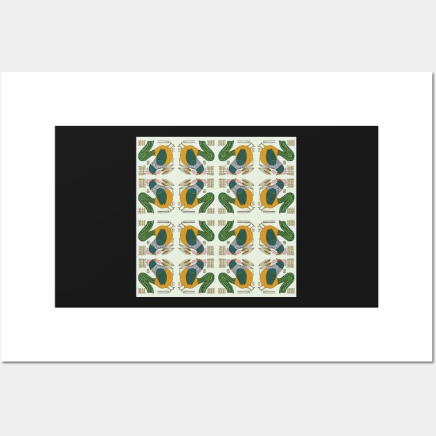 Chicken and corn, a farmyard pattern. Wall Art by krisevansart